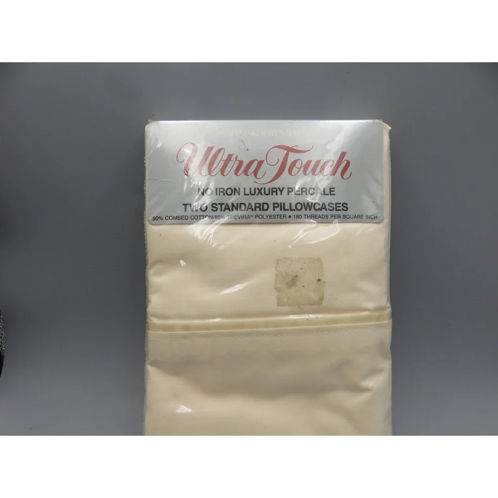 Vintage UltraTouch J.P. Stevens Standard Pillowcases 2pk Alabaster Cream USA